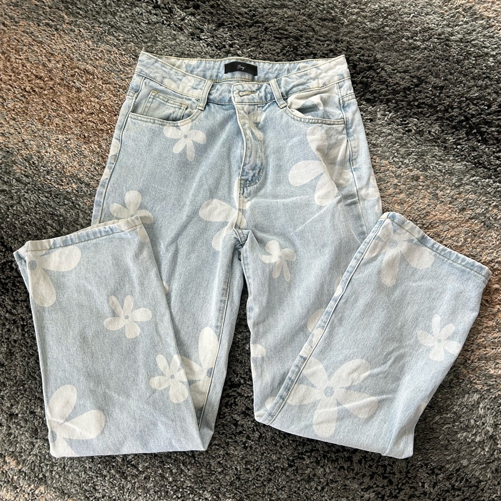 Floral Print Jeans